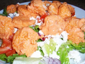Bang Bang Shrimp over salad