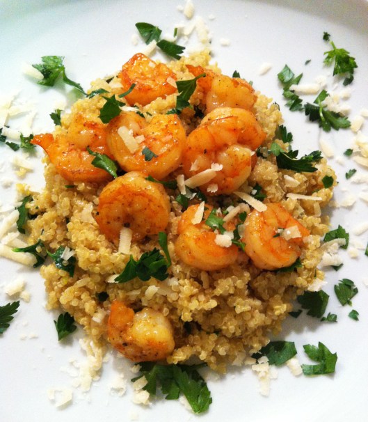 Curried Quinoa and Sauteed Shrimp