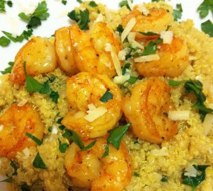 Curried Quinoa and Sauteed Shrimp