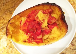 Roasted Spaghetti Squash with Turkey Bolognese