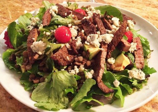 Lentil and Balsamic Skirt Steak Salad