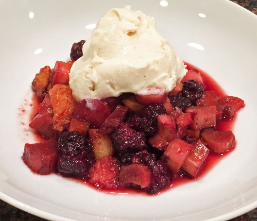 Ice Cream Over Roasted Summer Fruit